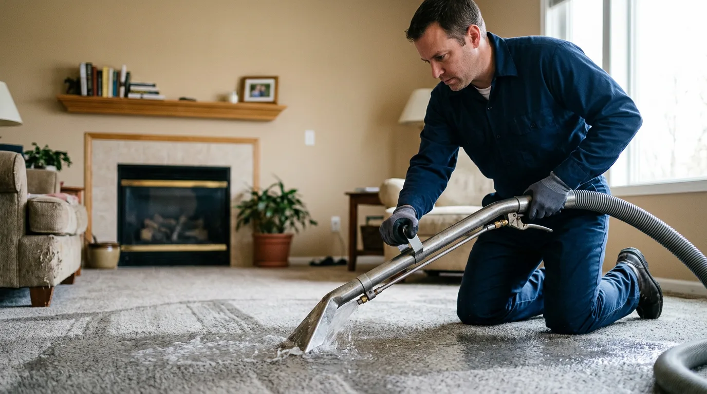 Water damage restoration technician working near Dalmatia, PA